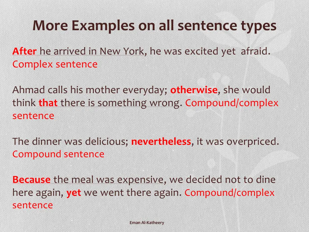 more examples on all sentence types 3