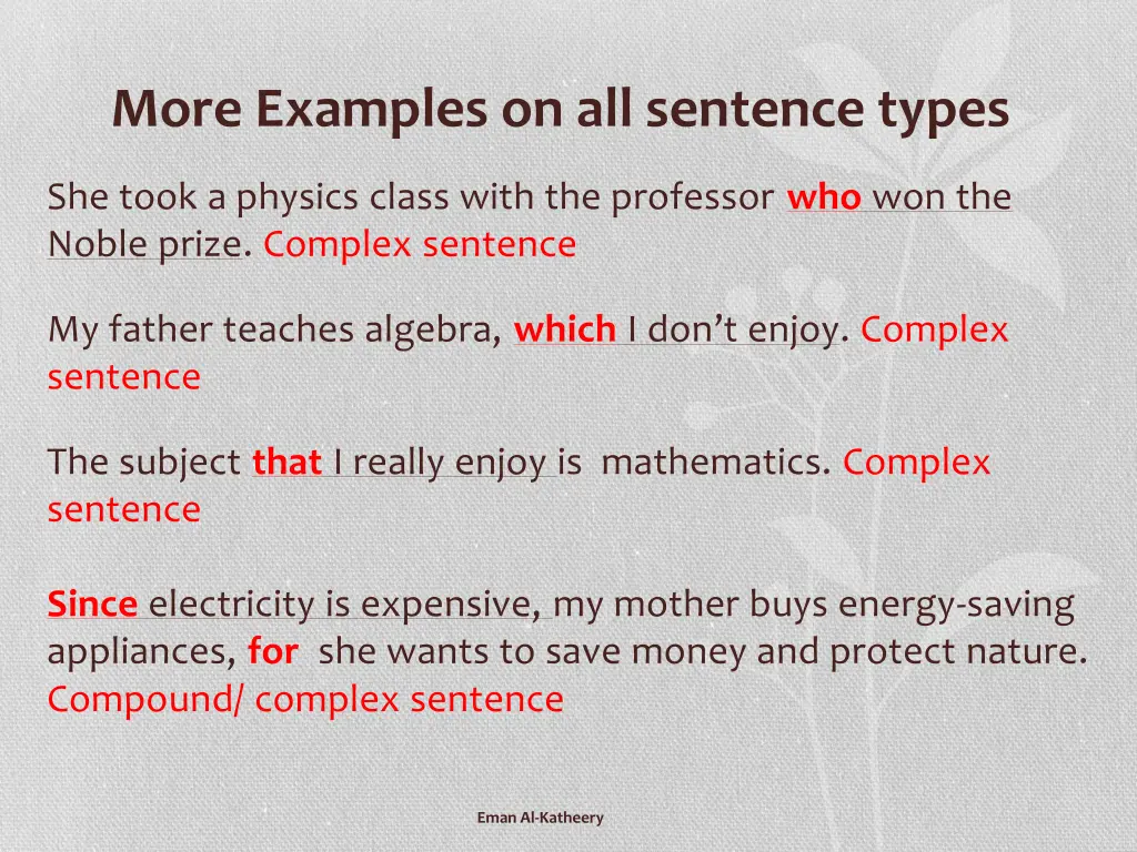 more examples on all sentence types 5