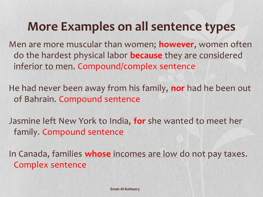 more examples on all sentence types 6