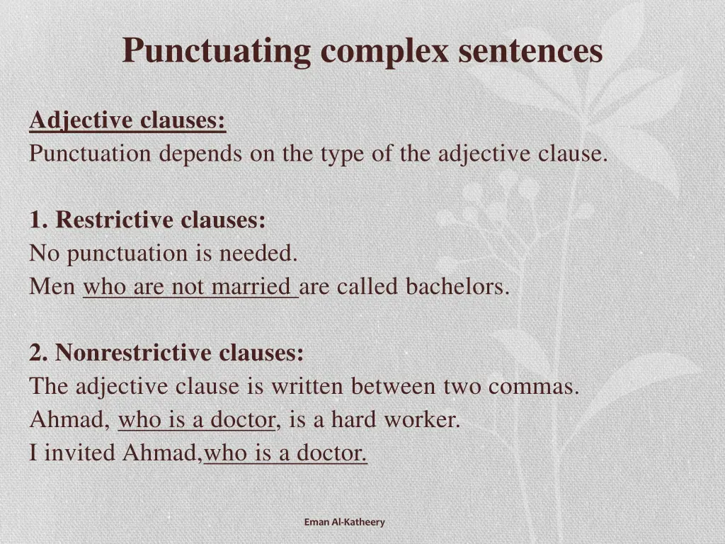 punctuating complex sentences 1