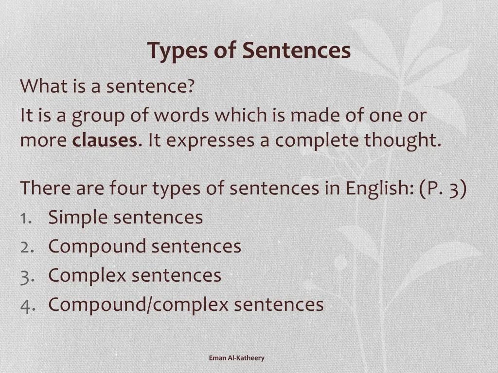 types of sentences 1