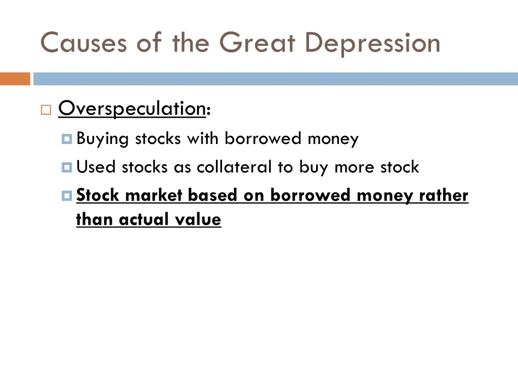 causes of the great depression 1