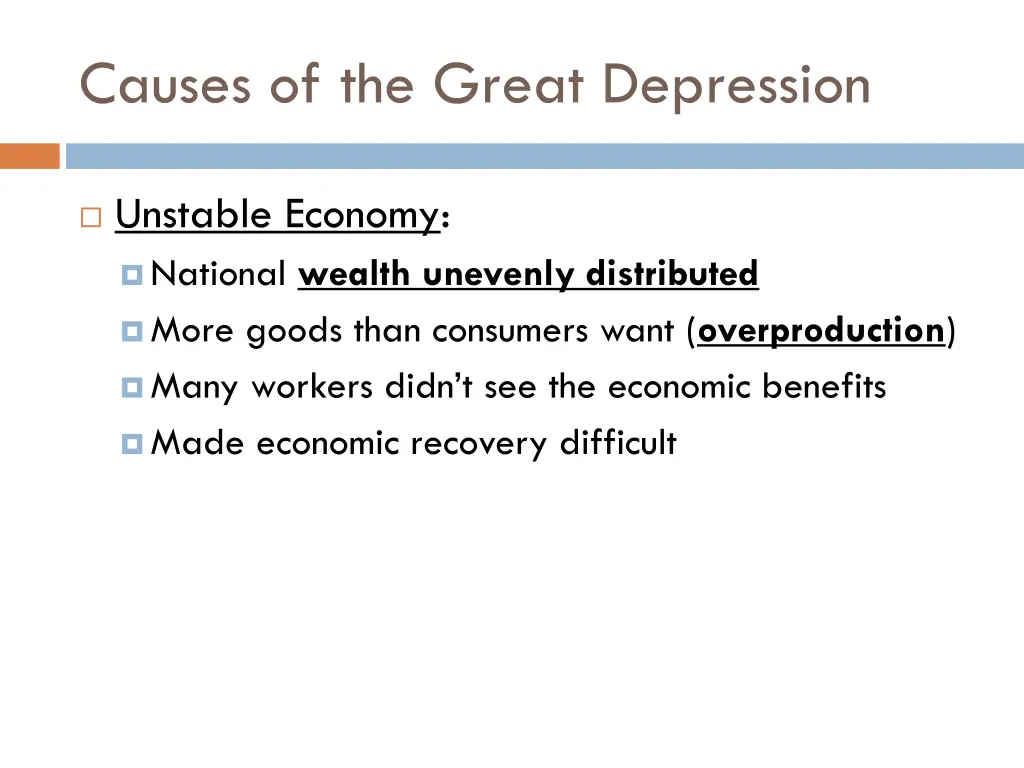 causes of the great depression