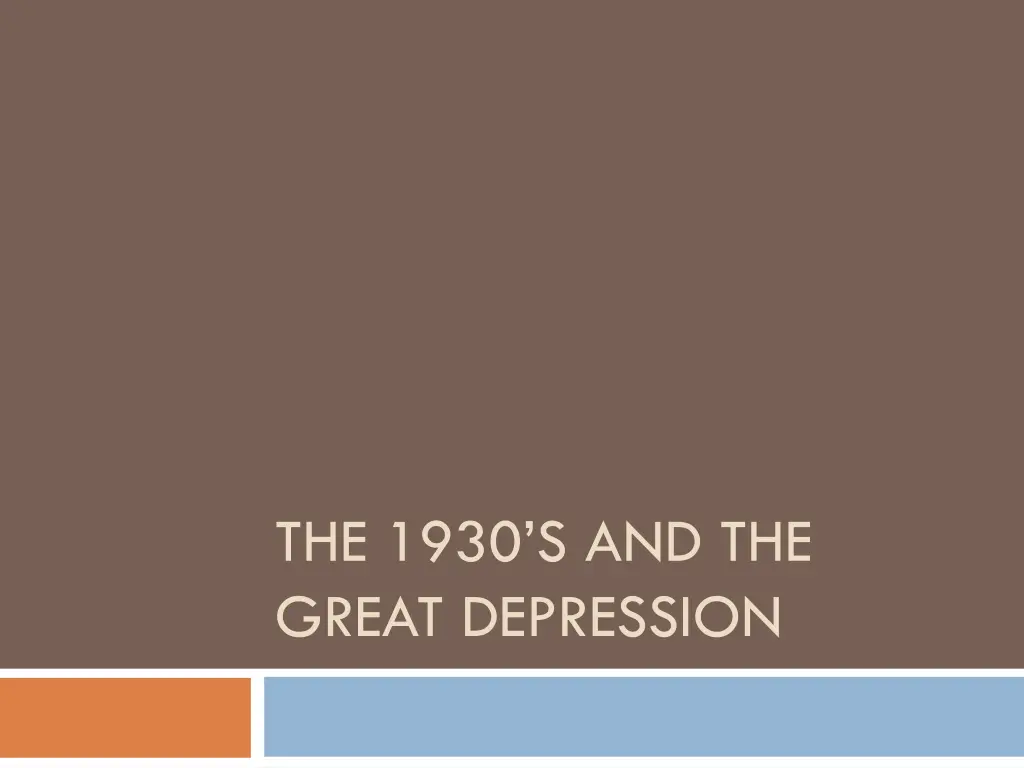 the 1930 s and the great depression