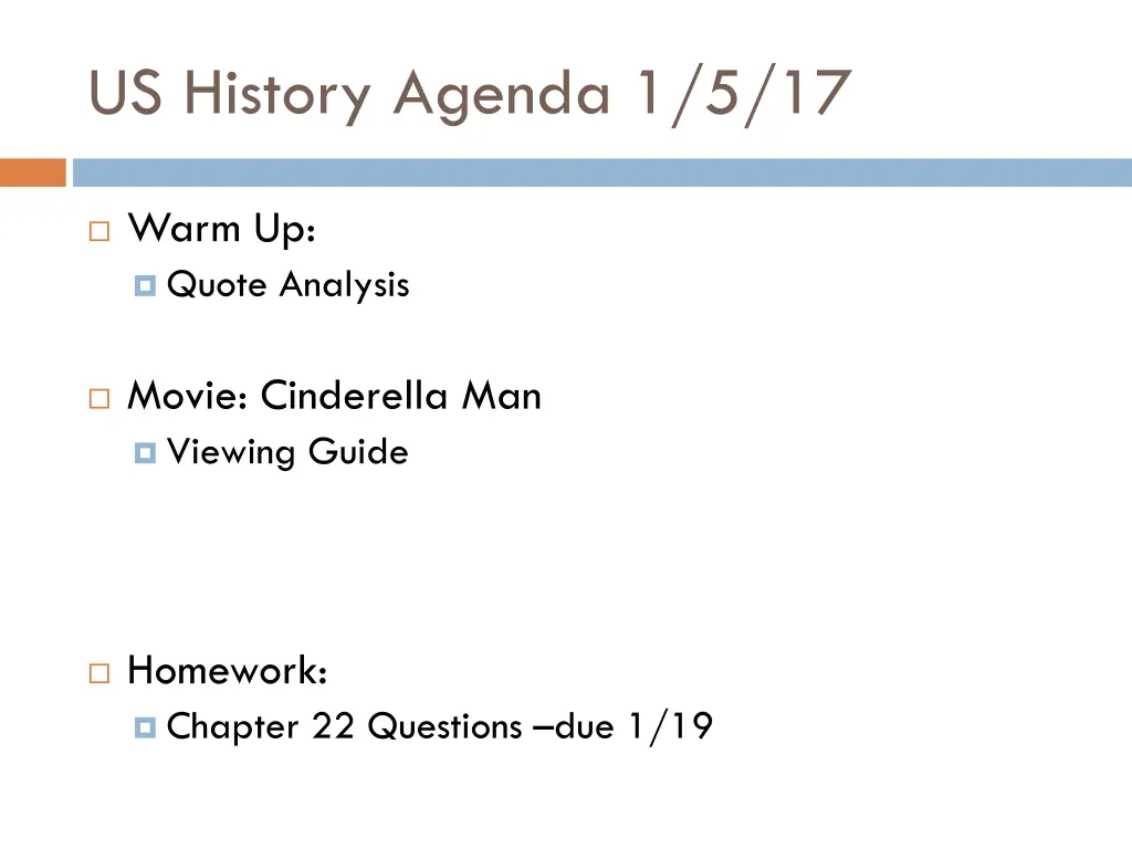 us history agenda 1 5 17