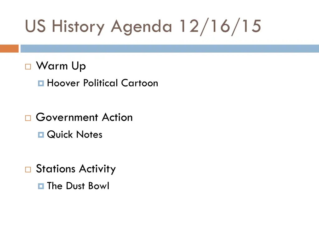 us history agenda 12 16 15