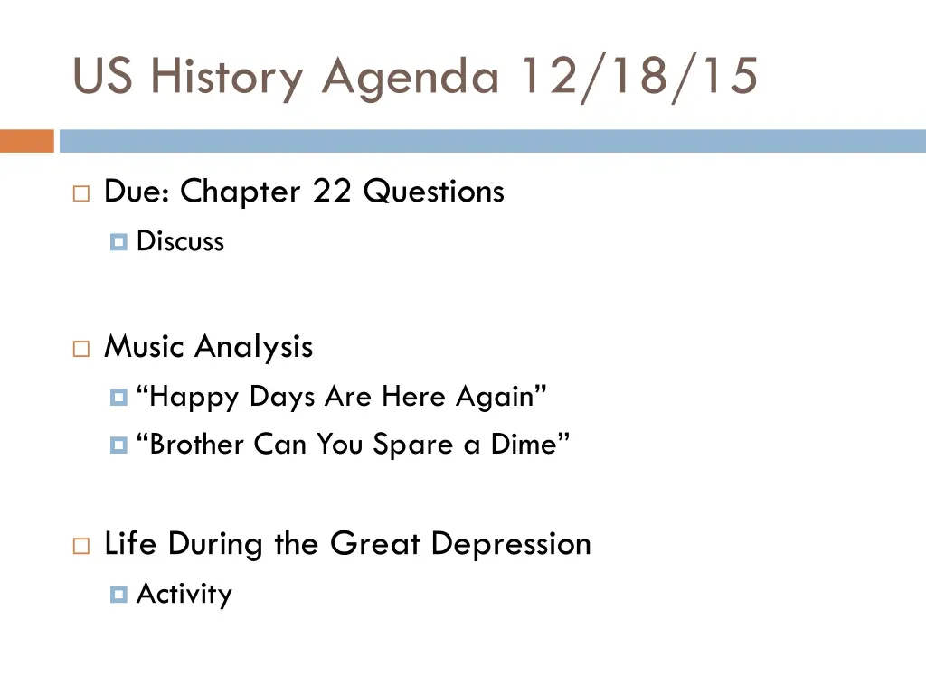 us history agenda 12 18 15