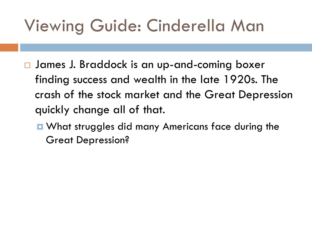 viewing guide cinderella man