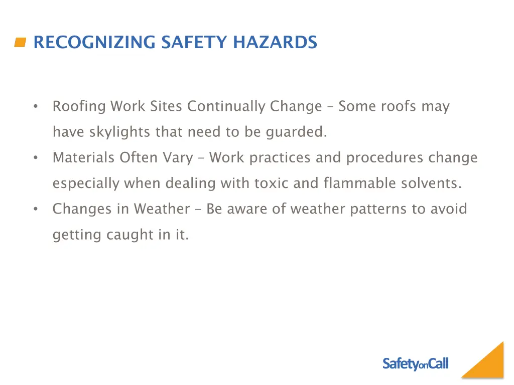 recognizing safety hazards