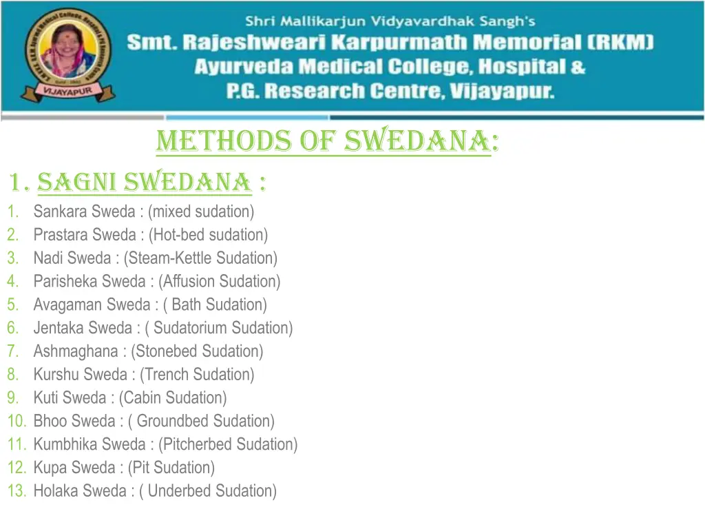 methods of swedana