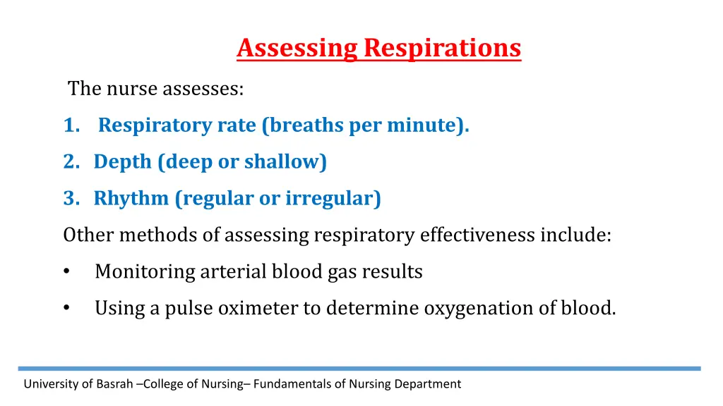 assessing respirations