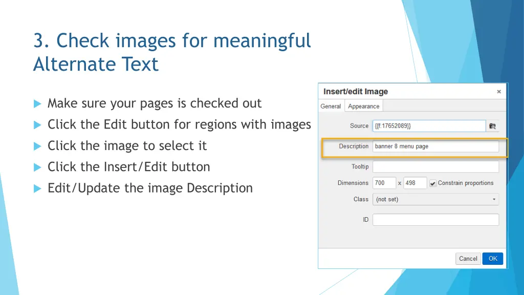 3 check images for meaningful alternate text