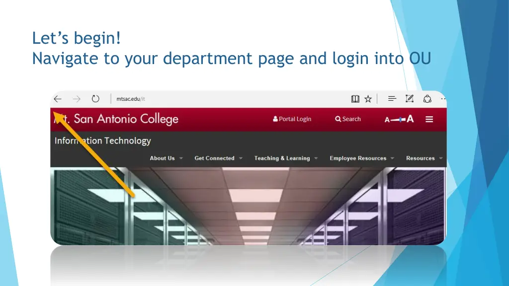 let s begin navigate to your department page