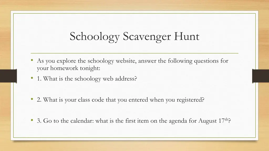 schoology scavenger hunt