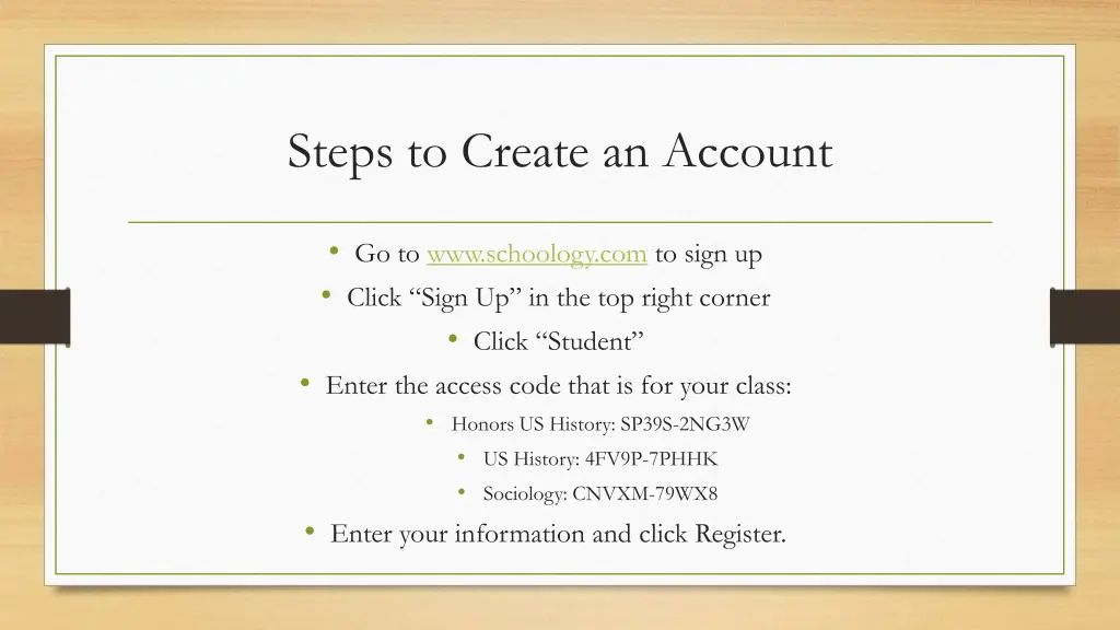 steps to create an account