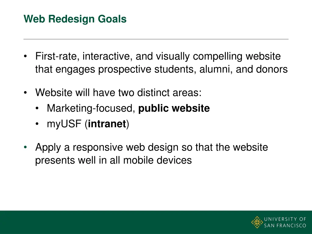 web redesign goals