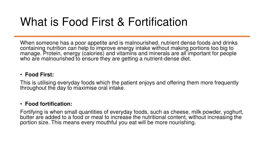 what is food first fortification
