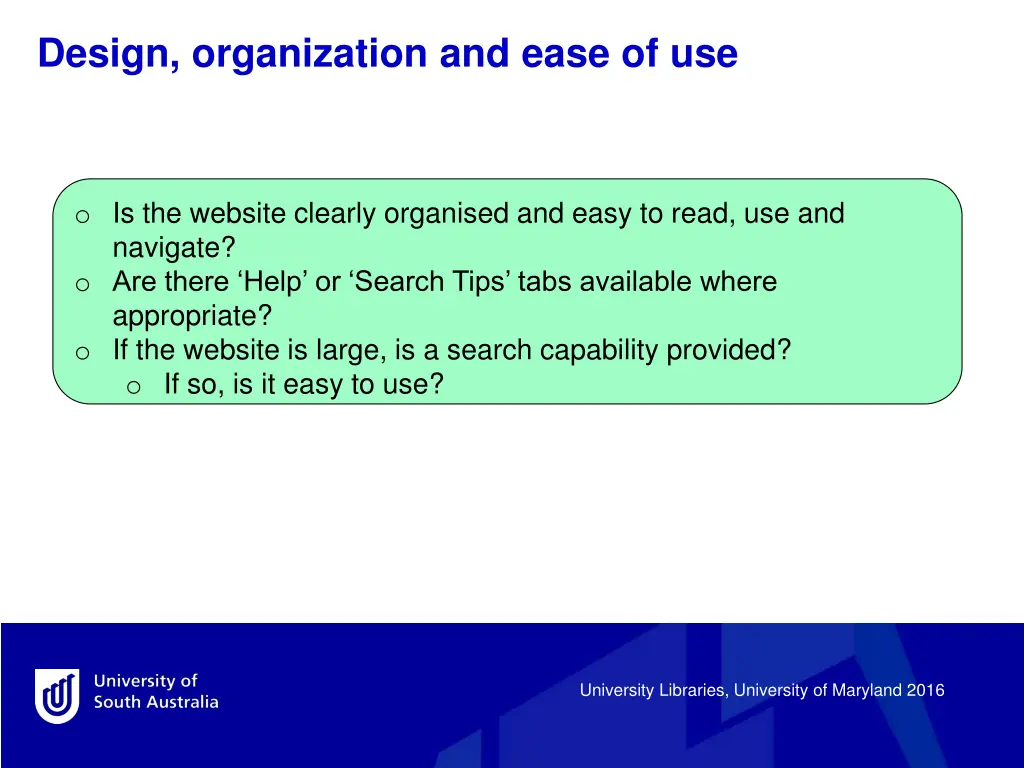 design organization and ease of use