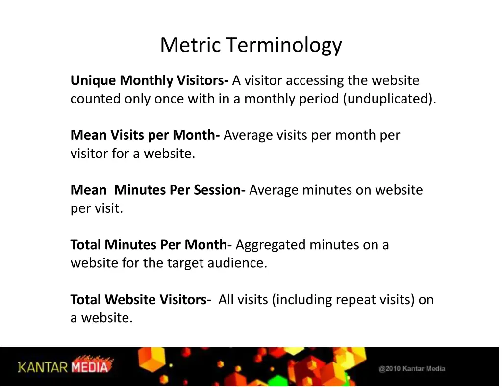 metric terminology