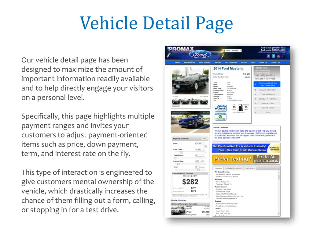 vehicle detail page