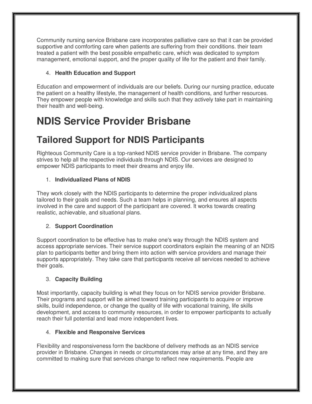 community nursing service brisbane care