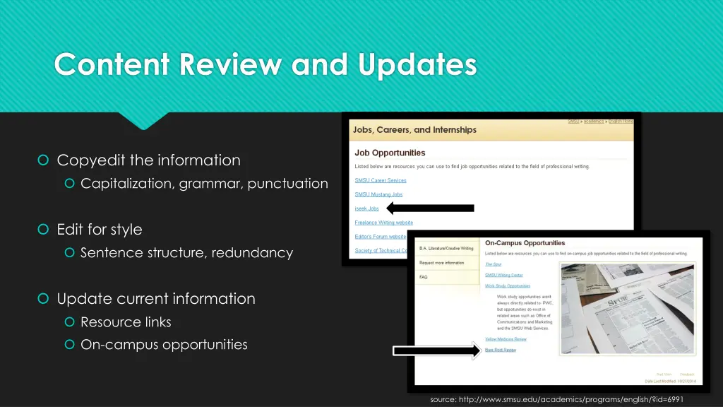 content review and updates