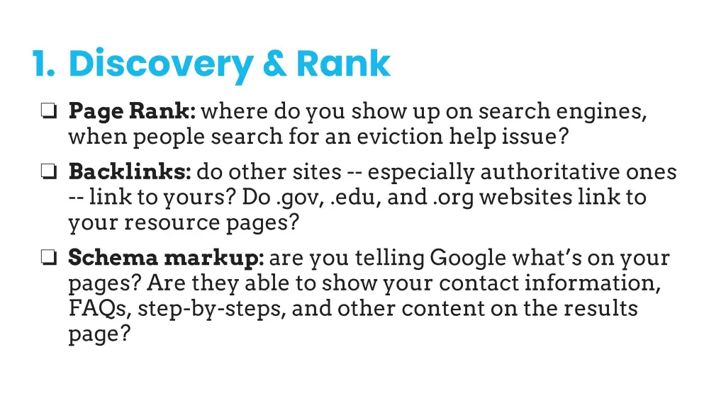 1 discovery rank page rank where do you show