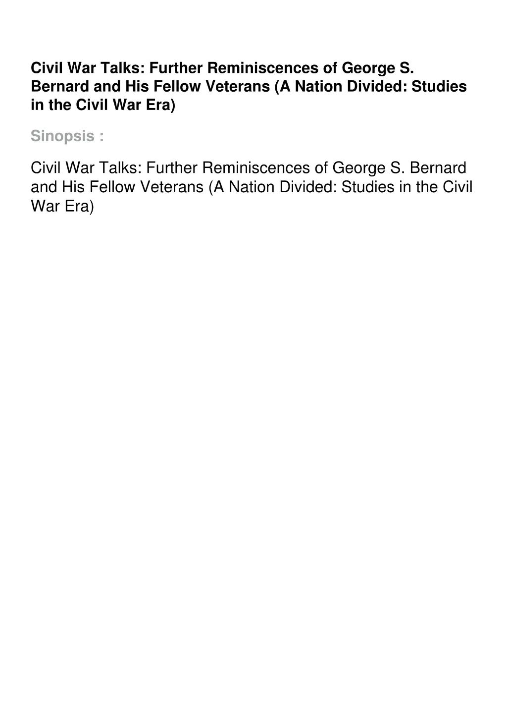 civil war talks further reminiscences of george