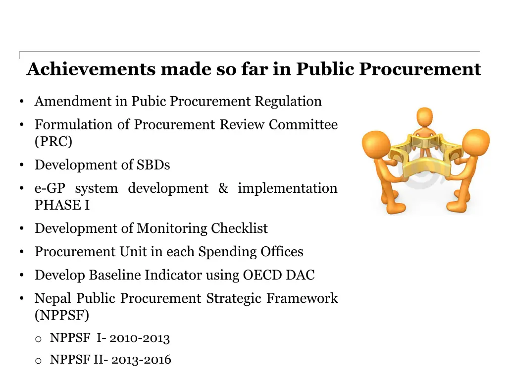 achievements made so far in public procurement