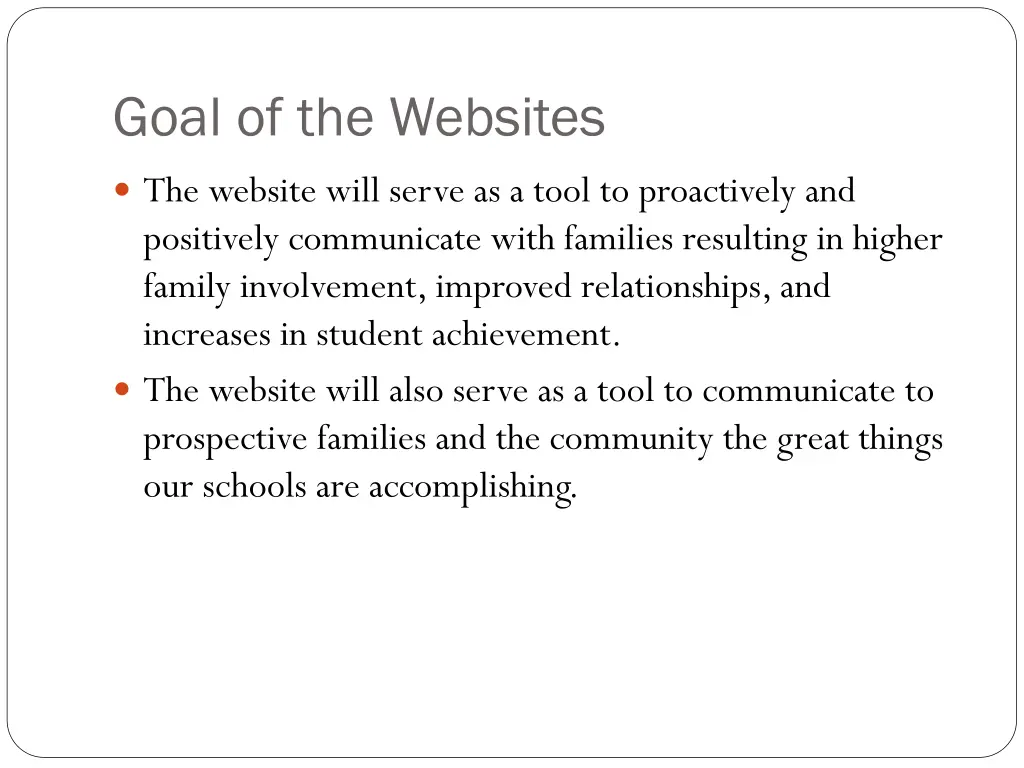 goal of the websites