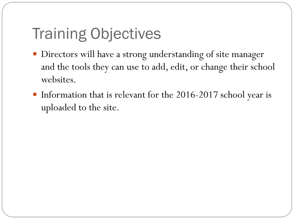 training objectives