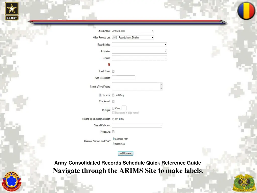 army consolidated records schedule quick