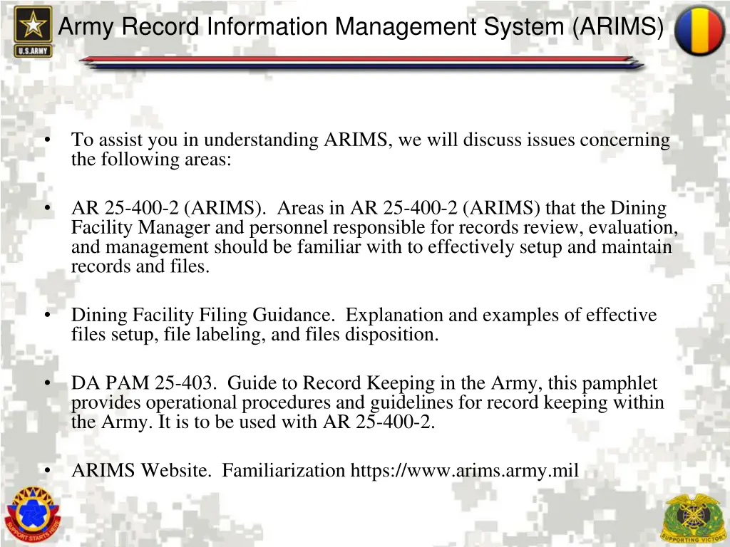 army record information management system arims