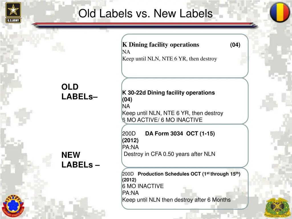 old labels vs new labels