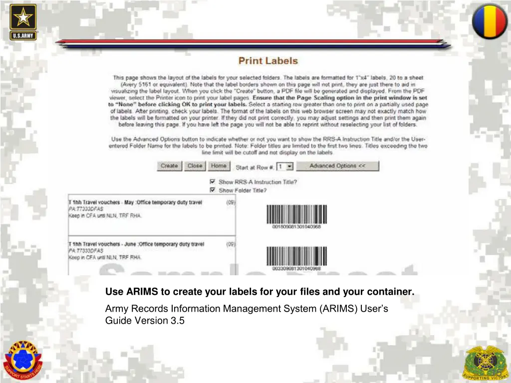 use arims to create your labels for your files