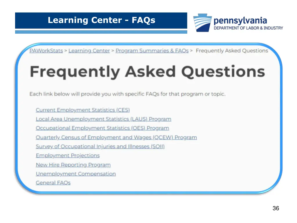 learning center faqs