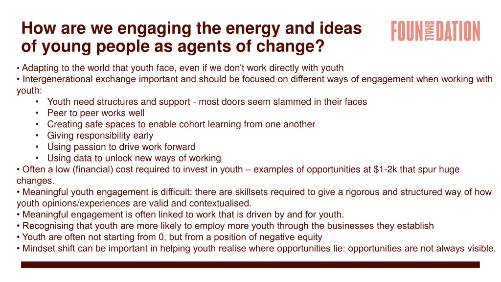 how are we engaging the energy and ideas of young