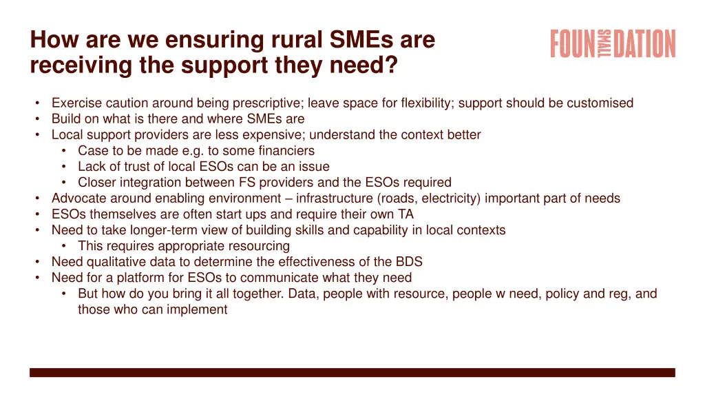 how are we ensuring rural smes are receiving