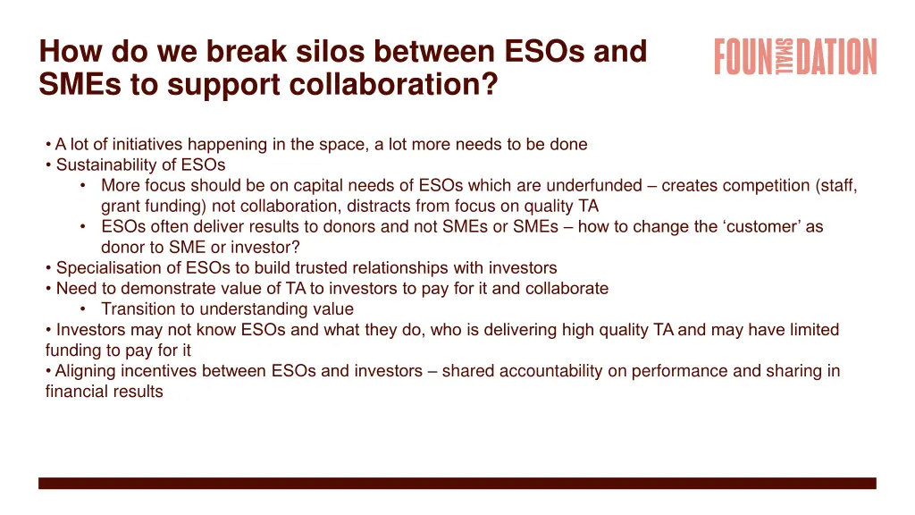 how do we break silos between esos and smes