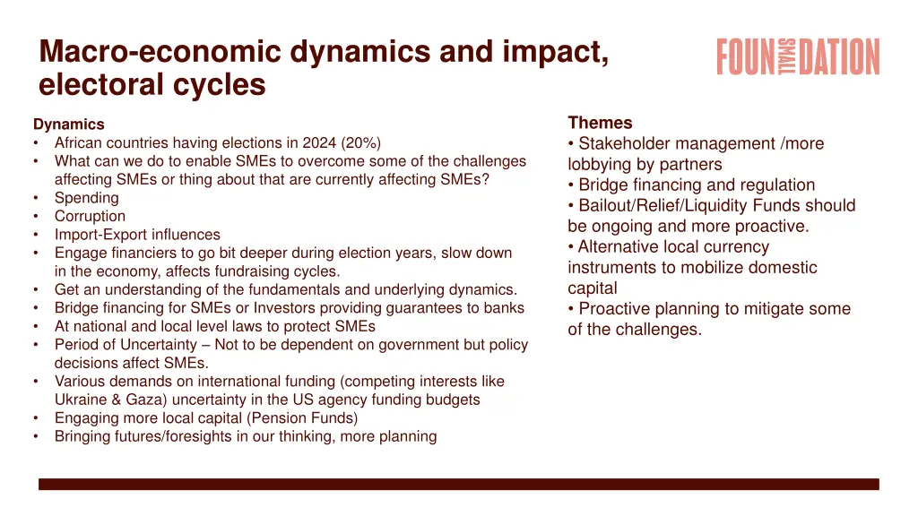 macro economic dynamics and impact electoral