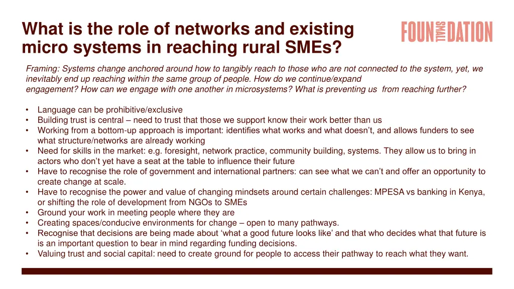 what is the role of networks and existing micro