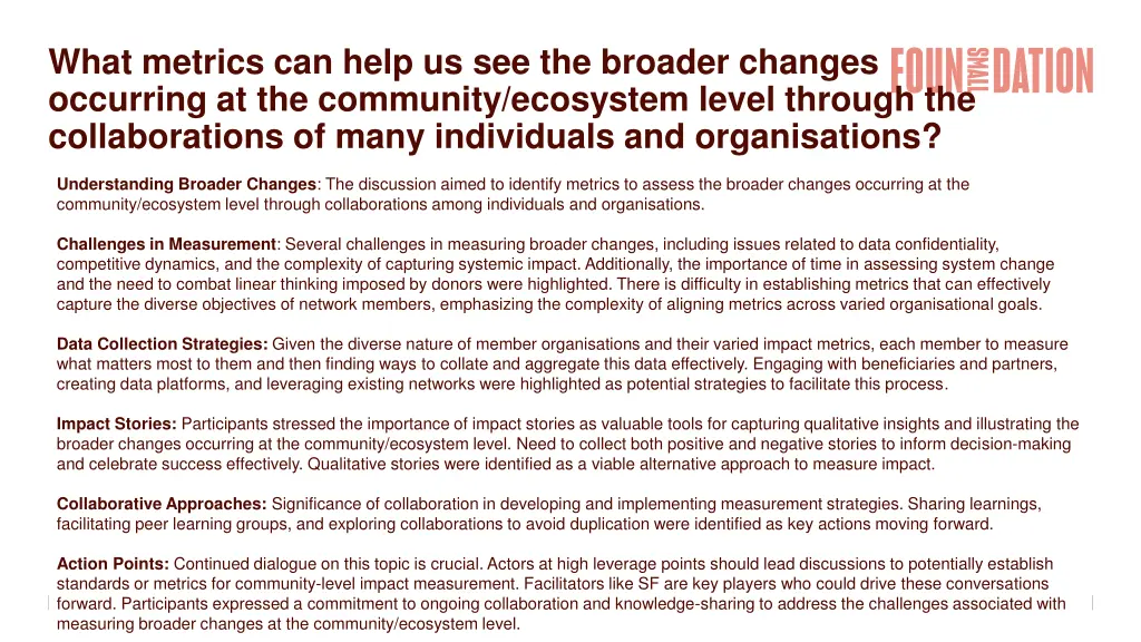 what metrics can help us see the broader changes