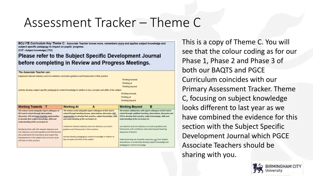 assessment tracker theme c