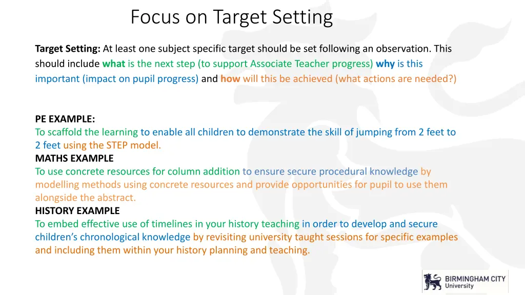 focus on target setting