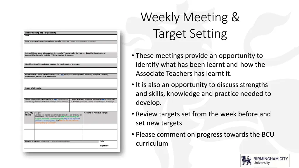 weeklymeeting target setting