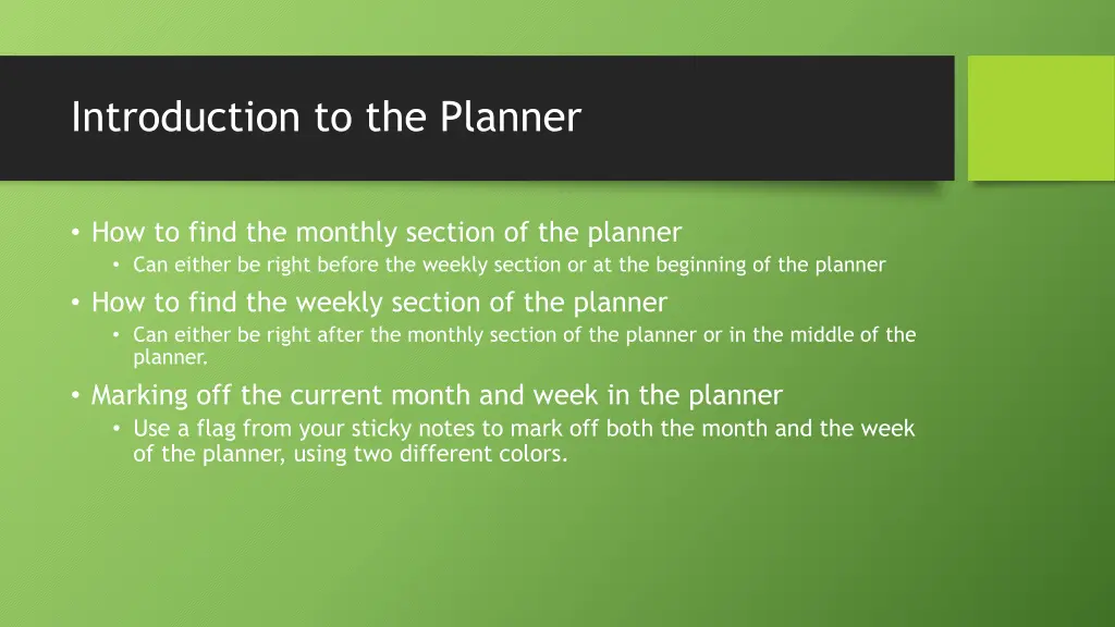 introduction to the planner