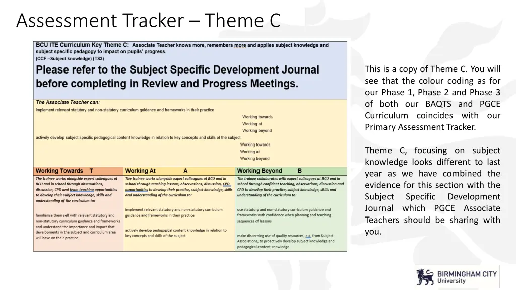 assessment tracker theme c