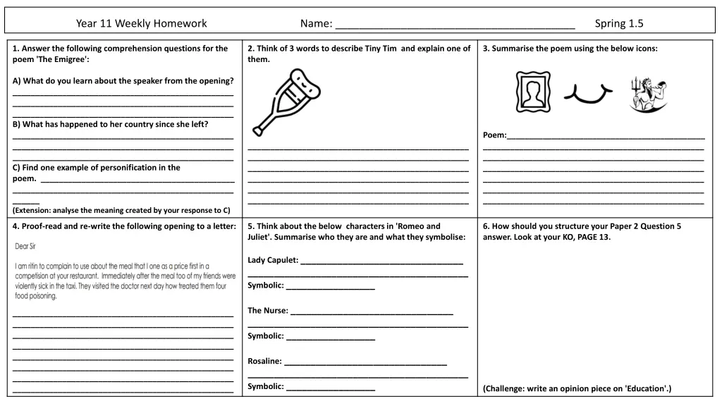 year 11 weekly homework 4