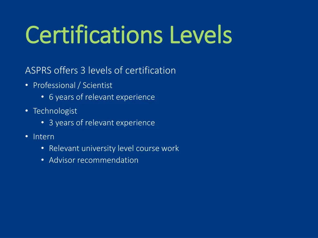 certifications levels certifications levels