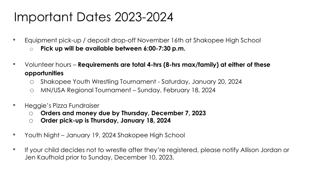 important dates 2023 2024